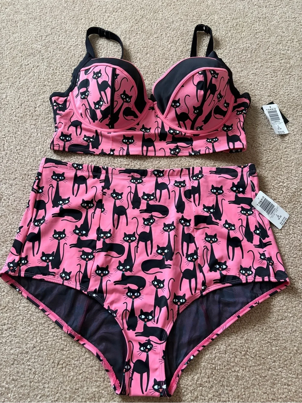 Torrid pink cats 2 pcs swimsuit size 2 - Picture 2 of 11
